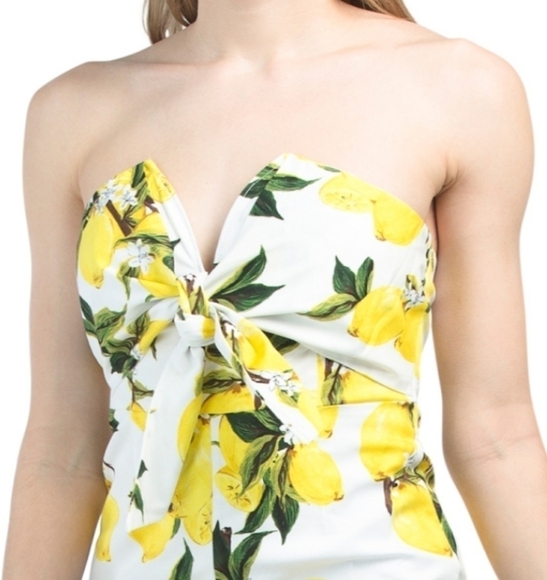 English Factory Strapless Lemon Print Jumpsuit - Picture 2 of 14